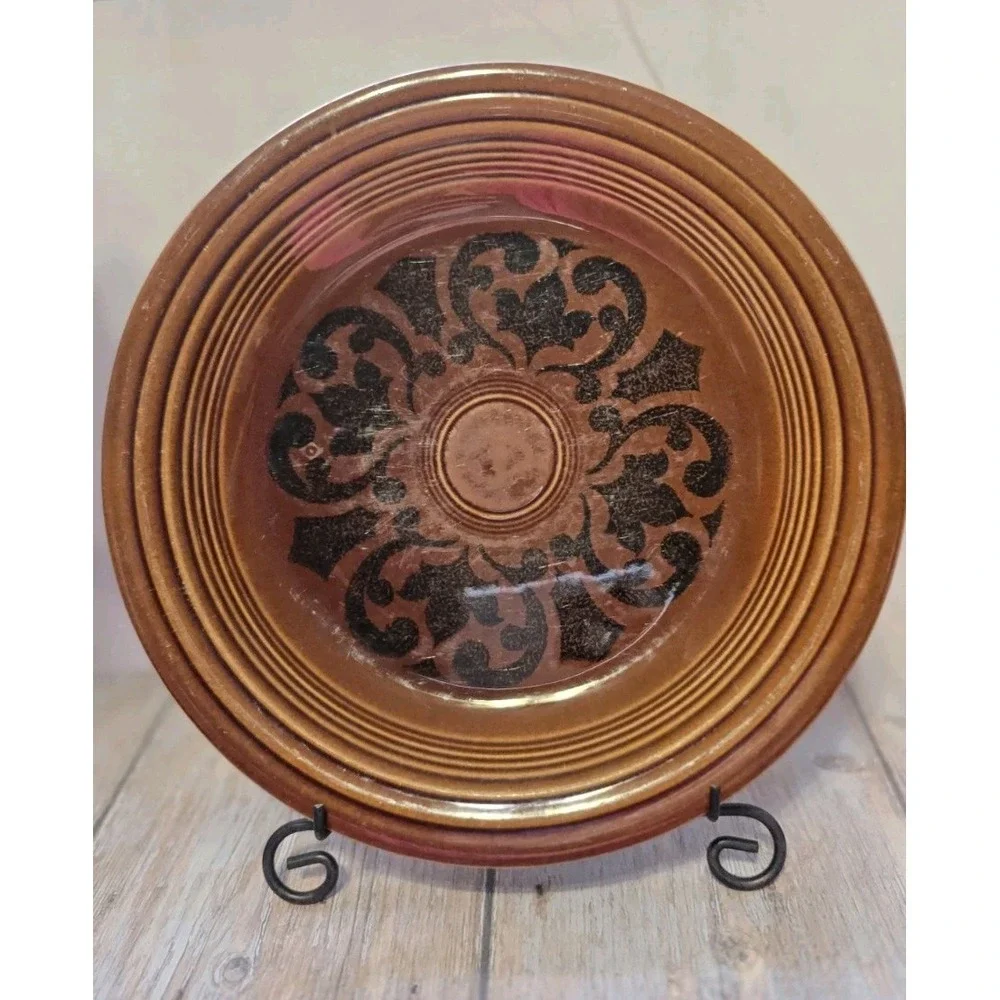 Sheffield Amverstone Brown Glaze Ceramic Dinner Plate Blank Middle Pattern